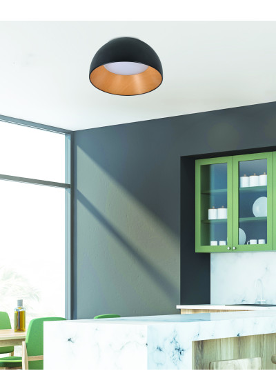Plafon Liguria 18 W LED 4000 K czarny + bialy + drewniany 35 cm - zdjęcie produktu 1