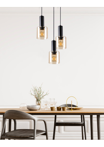 Isar pendant light 3xE27 black/bursztynowy 35 cm - product image 1