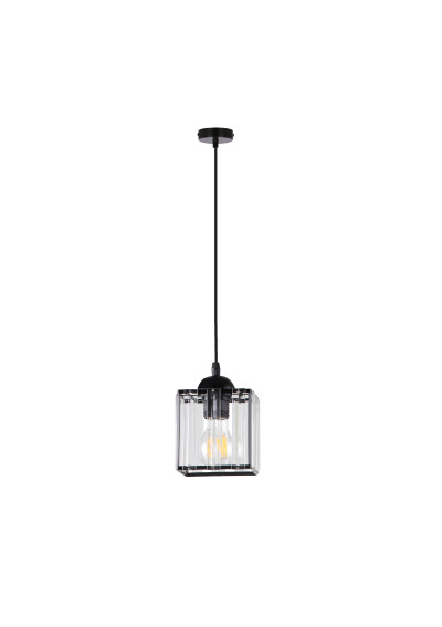 Glassia pendant light 1xE27 black, kryształki bezbarwne 12 cm