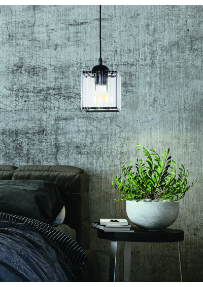 Glassia pendant light 1xE27 black, kryształki bezbarwne 12 cm - product image 1