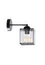 Lampa ścienna Glassia 1xE27 czarny, kryształki bezbarwne 22 cm