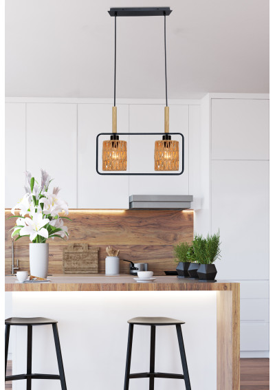 Crown pendant light 2xE27 black / beige 50 cm - product image 1