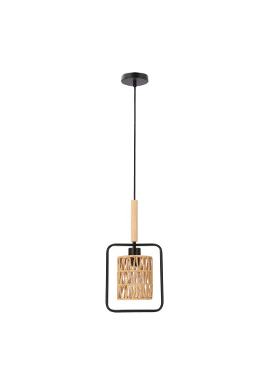 Crown pendant light 1xE27 black / beige 20 cm