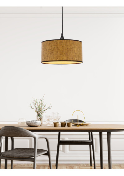 Lampa wisząca Anaka 1xE27 czarny + beżowy + brązowy 30 cm - zdjęcie produktu 1