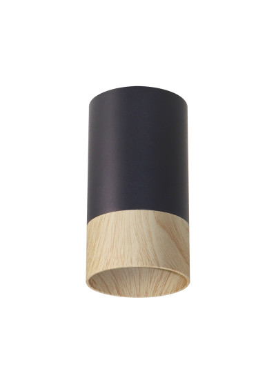 Lampa sufitowa Conti 1xGU10 czarny + drewniany 5,5 cm