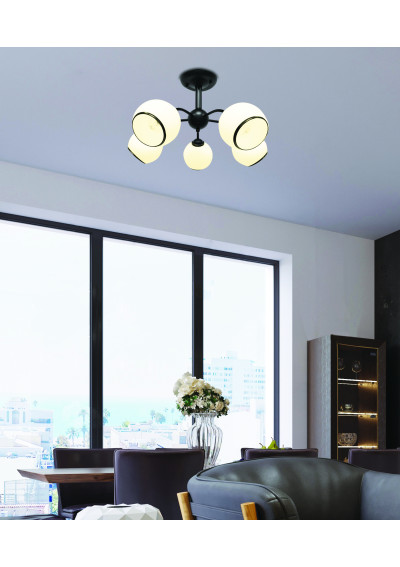 Lampa sufitowa Marinen 5xE27 czarny + biały 56 cm - zdjęcie produktu 1