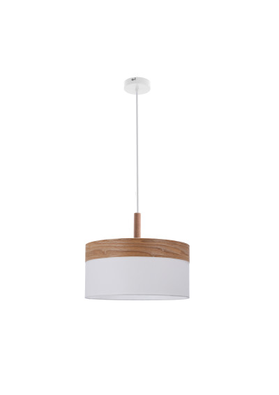Lampa wisząca Orto 1xE27 biały + drewniany 30 cm