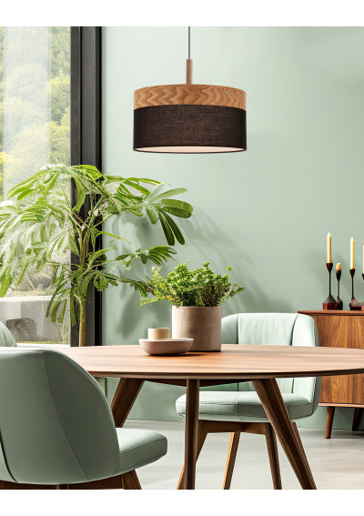 Orto ceiling light 1xE27 black / drewniany 30 cm - product image 1