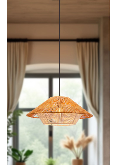 Lampa wisząca E27 1xE27 biały + beżowy + czarny 50 cm - zdjęcie produktu 1