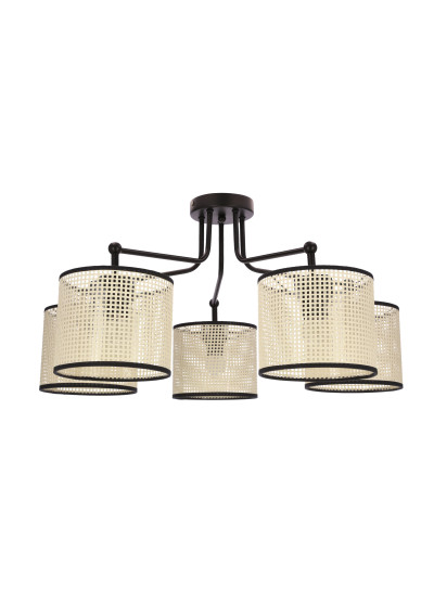 Lampa wisząca Topi 5xE27 czarny + kremowy 72 cm