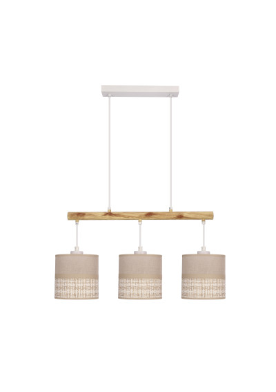Lampa wisząca E27 3xE27 biały, abażur beżowy 64 cm
