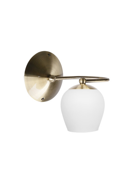Lampa ścienna E27 1xE27 patynowy, klosz biały 24 cm
