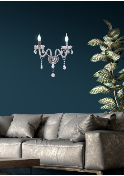 E14 wall light 2xE14 transparent 38 cm - product image 1