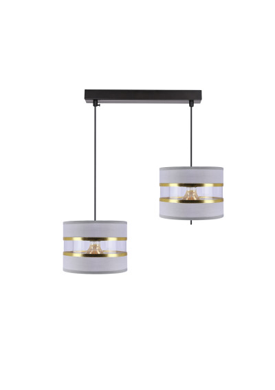 Lampa wisząca Pandy 2xE27 czarny, szary + złoty 55 cm