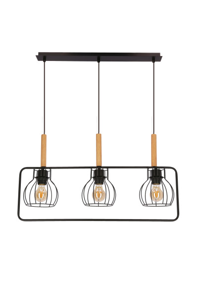 Lampa wisząca E27 3xE27 czarny 70 cm