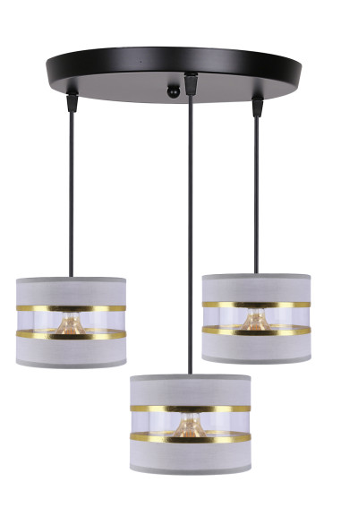 Pandy pendant light 3xE27 black, grey / gold 45 cm