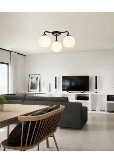 Lampa sufitowa Caldera 3xE27 czarny + biały 57 cm - zdjęcie produktu 1