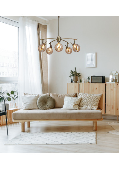 Lentini pendant light 5xG9 patynowy, klosz bursztynowy 55 cm - product image 1