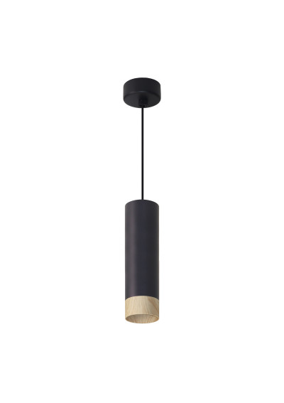 Lampa wisząca Gu10 1xGU10 czarny + drewniany 5,5 cm