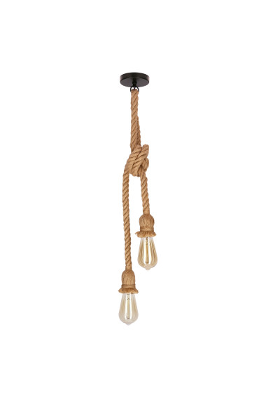 E27 pendant light 2xE27 black / beige 12 cm