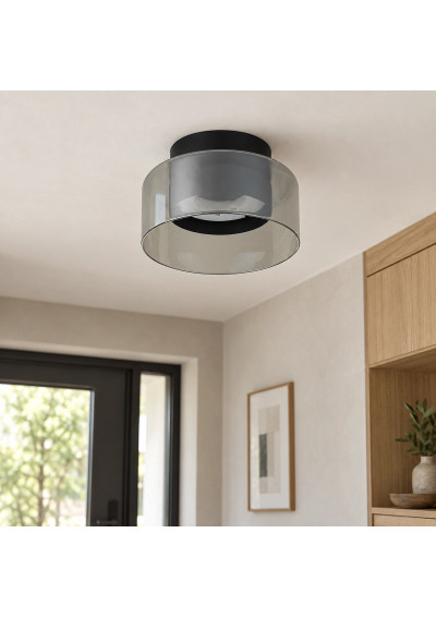 Glossy GX53 x1 black smoked-glass light fitting – example interior 1