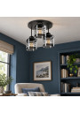 Senti E27 x3 black round light fitting – example interior 2