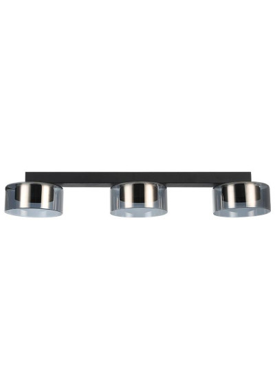 Glossy 3 × GX53 – black + smoked glass, view 1