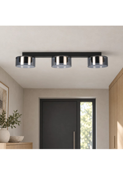 Glossy GX53 x3 black smoked-glass light fitting – example interior 1