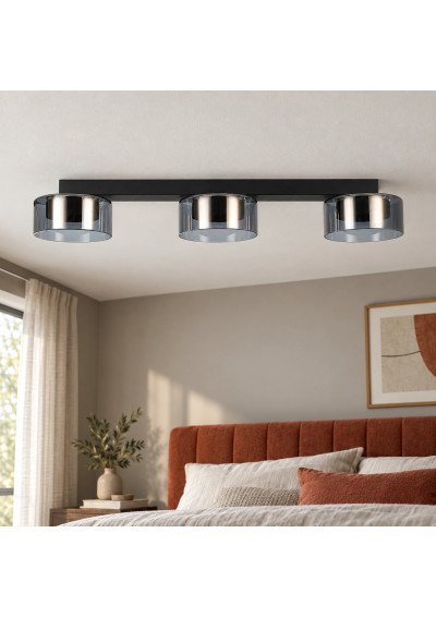 Glossy GX53 x3 black smoked-glass light fitting – example interior 3