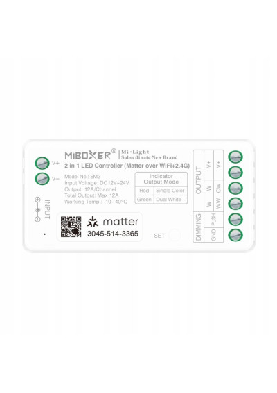 MiBoxer SM2 – 2 in 1 LED controller Matter over Wi-Fi