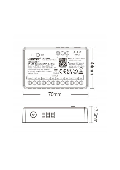 MiBoxer SPIW5-4 – 5 in 1 LED controller Wi-Fi and 2.4 GHz RF