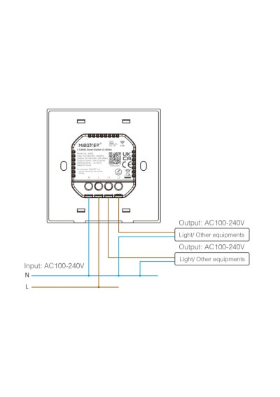 MiBoxer ESW2-W inteligentny przełącznik LED 2-GANG WiFi 2.4GHz Tuya biały