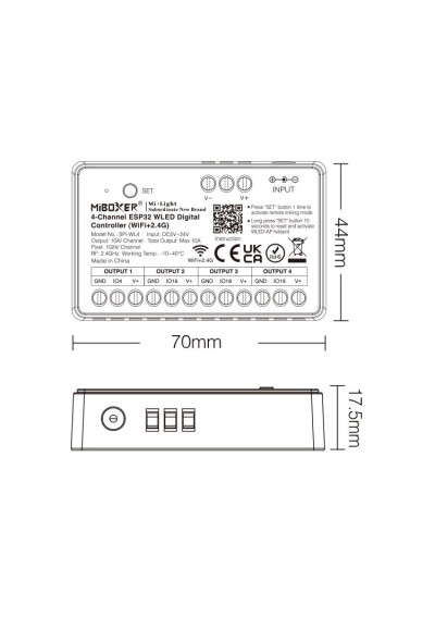 MiBoxer SPI-WL4 – LED controller Wi-Fi and 2.4 GHz RF