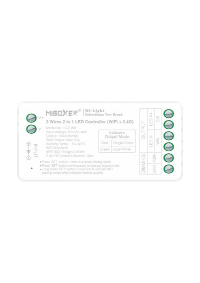 MiBoxer LC2-WR – 2 in 1 LED controller Wi-Fi and 2.4 GHz RF
