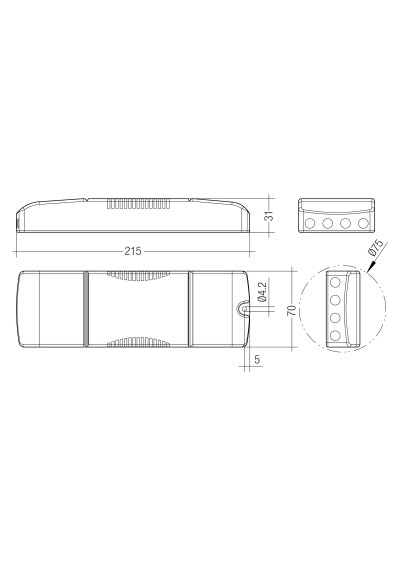 Rysunek wymiarowy LCA 45W 500-1400mA one4all SR PRE