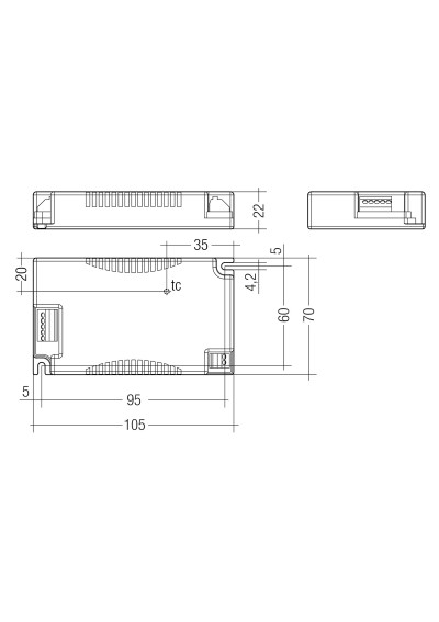 Rysunek wymiarowy LC 17W 250-700mA flexC C EXC