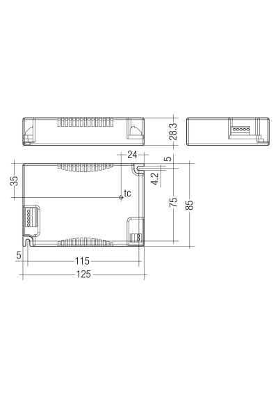 Dimensional drawing LC 60W 900-1750mA flexC C EXC