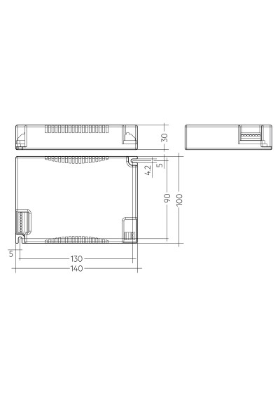 Rysunek wymiarowy LCA 100W 1100-2100mA one4all C PRE