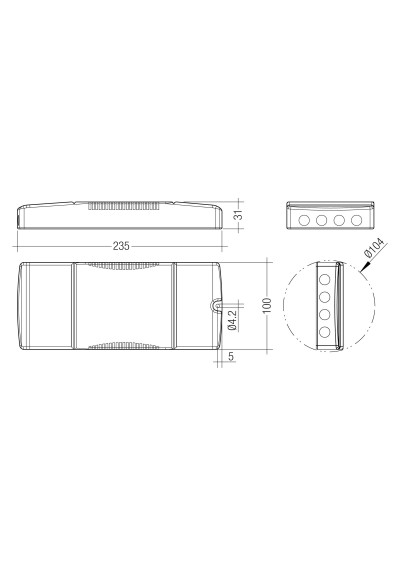 Rysunek wymiarowy LCA 100W 1100-2100mA one4all SR PRE