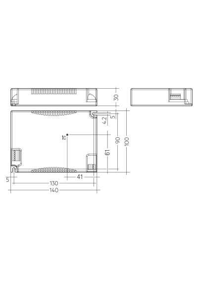 Dimensional drawing LC 100W 1100-2100mA flexC C EXC