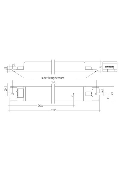 Rysunek wymiarowy LC 75W 250-550mA flexC lp EXC