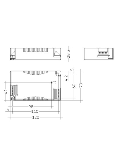 Dimensional drawing LC 38W 350-1050mA 50V bDW TW C PRE2