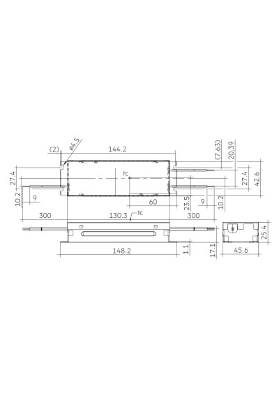 Rysunek wymiarowy LC 60/24V 0-10V lp SNC UNV