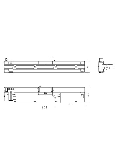 Rysunek wymiarowy LC 40W 500-1050mA 42V bDW NF T-G EXC3