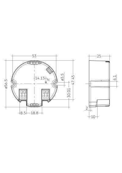 Rysunek wymiarowy LC 24W 500-600mA 40V flexC R ADV2