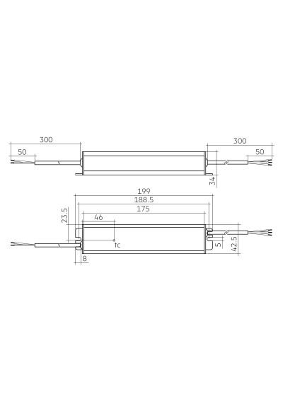 Dimensional drawing LC 35 24V IP67 L EXC UNV