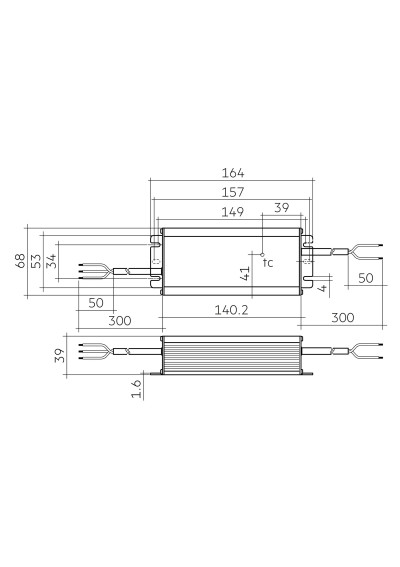 Rysunek wymiarowy LC 75 24V IP67 L EXC UNV