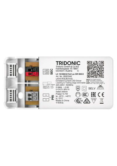 Zasilacz LED Tridonic LC 15W 350mA 42V fixC pc SR SNC2
