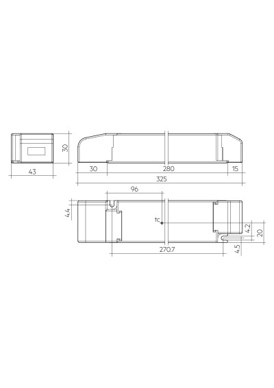 Rysunek wymiarowy LC 200W 48V one4all NF SC EXC