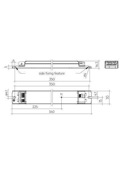 Rysunek wymiarowy LC 35W 48V one4all NF h16 EXC